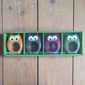 30-**FREE ADD ON** BNIB Tag Colorful Owl Napkin Rings Set